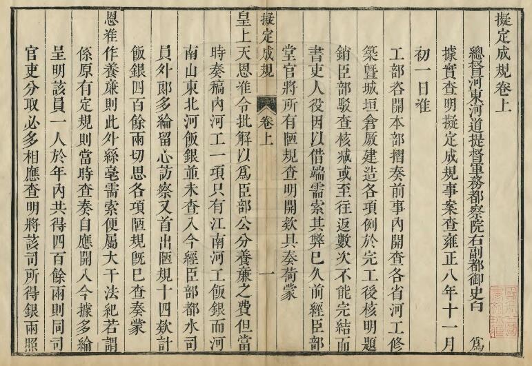 河南省《豫省拟定成规 》二卷 刻本 工部编修 PDF电子版下载